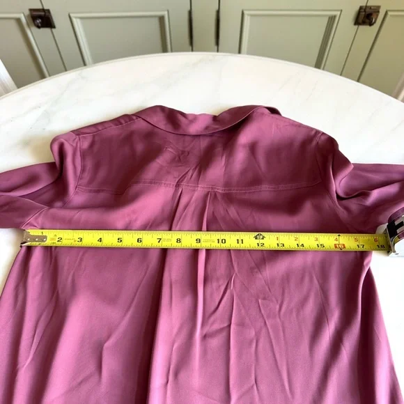 Vince Slim Fit Stretch Silk Blouse Teaberry Sz XS
